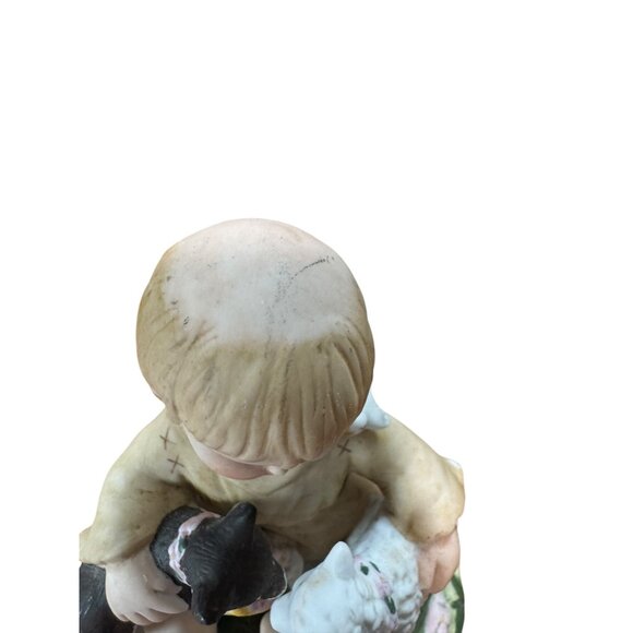 Little Francis Schmid Figurine Peace Prayer Collection 1992 Boy With Dog, Bird & - Picture 12 of 13